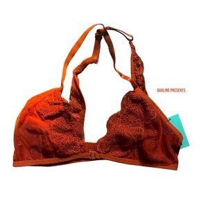 Anemone Lace. Butterfly Criss Cross Bra Women Color Rust Size M
